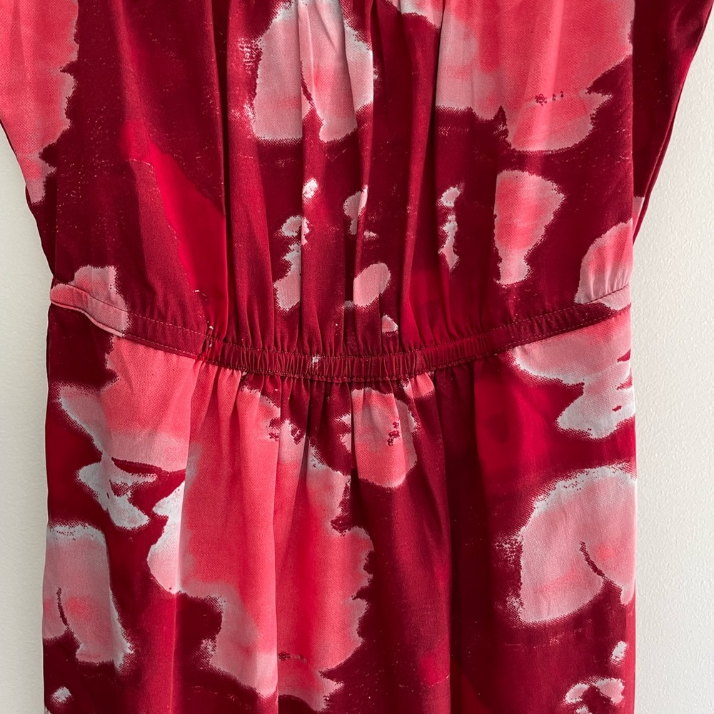 HURLEY Red and White Mixed Print Dress with Adjustable Strap Mini Dress S - Picture 3 of 7